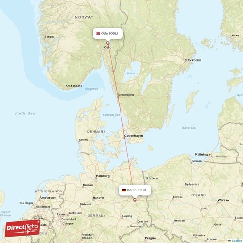 Berlin - Oslo direct flight map