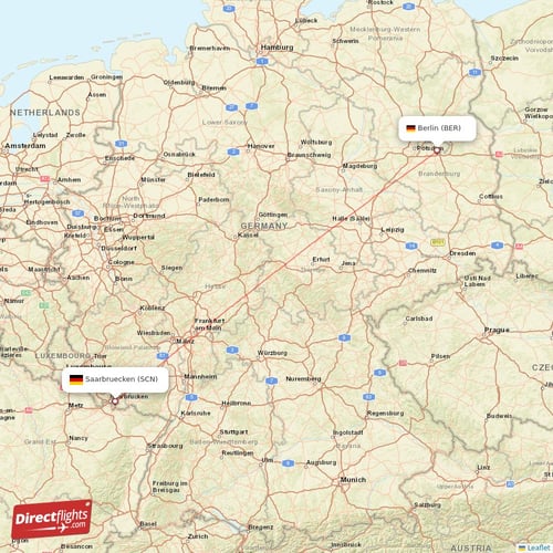 Berlin - Saarbruecken direct flight map