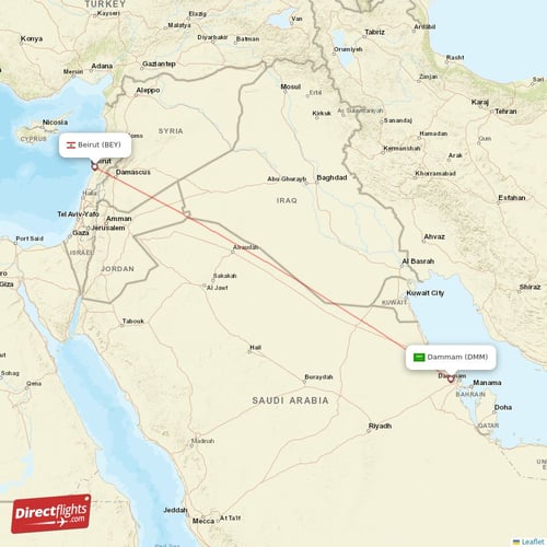 Direct flights from Beirut to Jeddah BEY to JED non stop