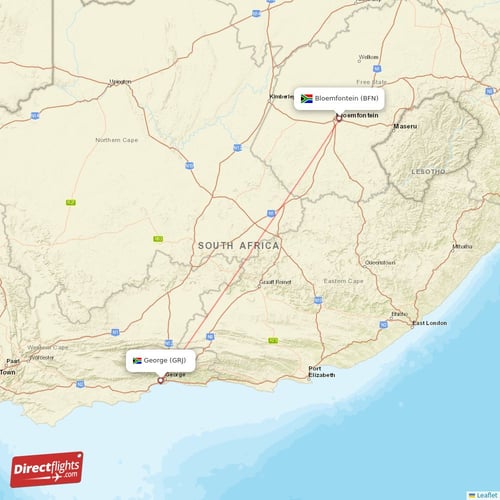 Bloemfontein - George direct flight map