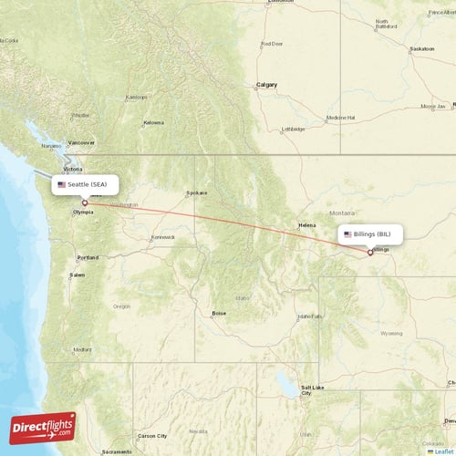 Billings - Seattle direct flight map