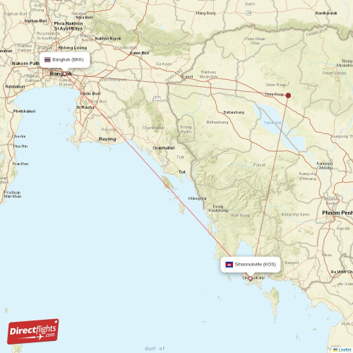 Bangkok - Sihanoukville direct flight map