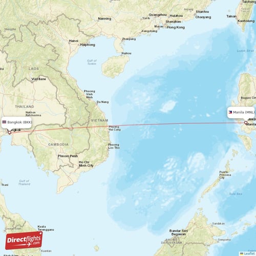 Bangkok - Manila direct flight map