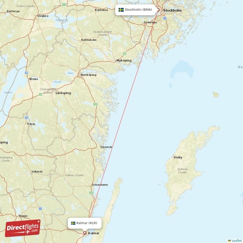 Stockholm - Kalmar direct flight map