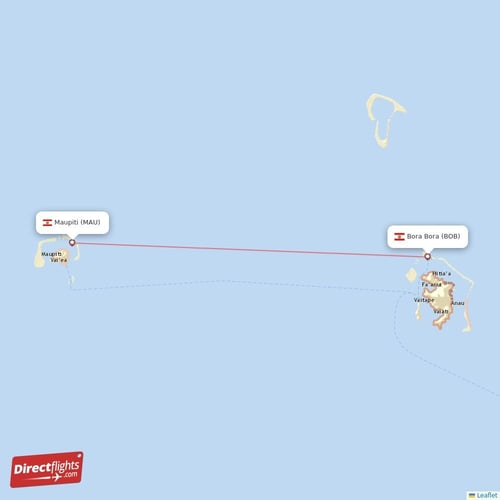 Bora Bora - Maupiti direct flight map