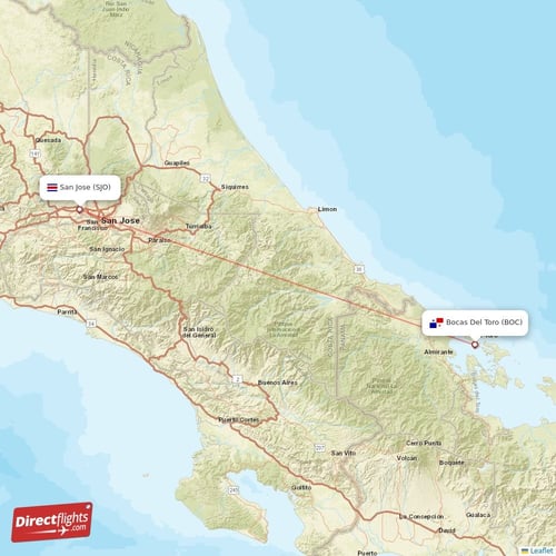 Direct flights from Bocas Del Toro to San Jose, BOC to SJO nonstop