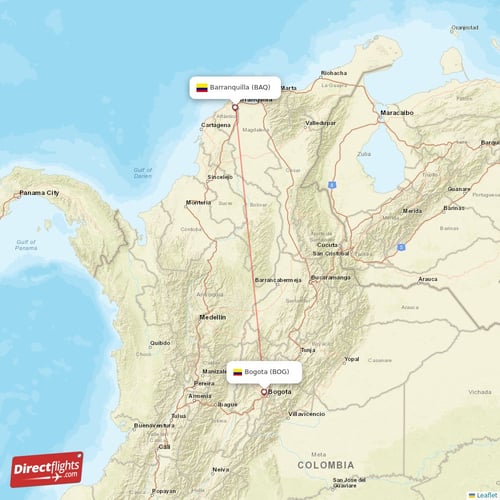 Bogota - Barranquilla direct flight map