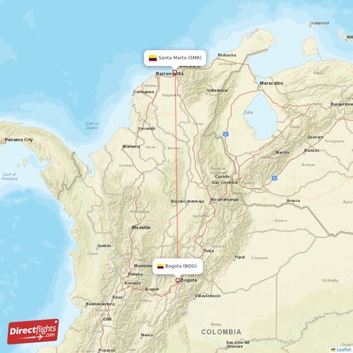 Bogota - Santa Marta direct flight map