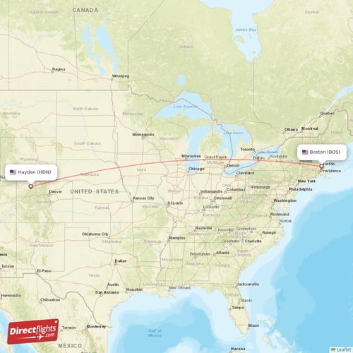 Boston - Hayden direct flight map