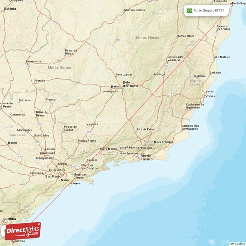Porto Seguro - Joinville direct flight map
