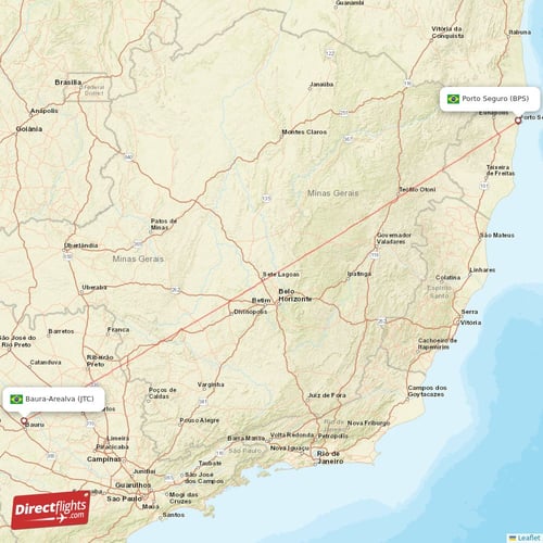 Porto Seguro - Baura-Arealva direct flight map