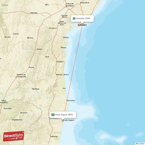 Porto Seguro - Salvador direct flight map