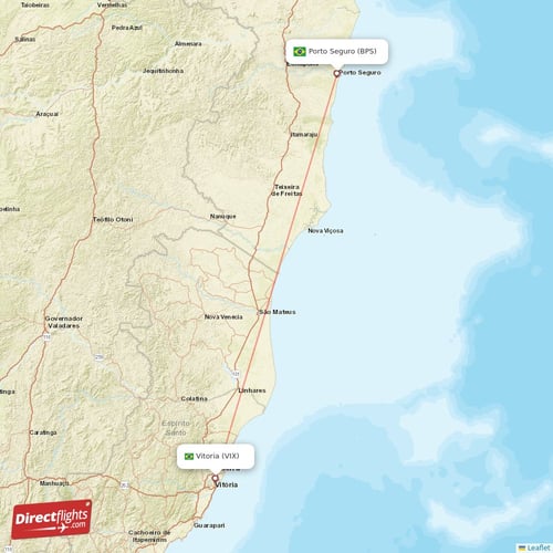 Porto Seguro - Vitoria direct flight map
