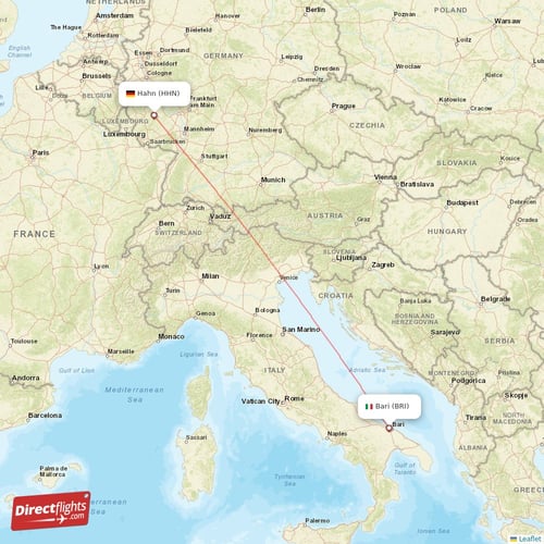 Bari - Hahn direct flight map