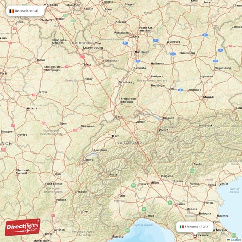 Brussels - Florence direct flight map