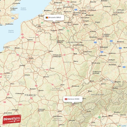 Brussels - Geneva direct flight map