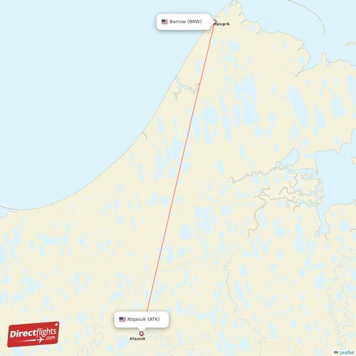 Utqiagvik Barrow - Atqasuk direct flight map