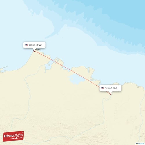 Utqiagvik Barrow - Nuiqsut direct flight map