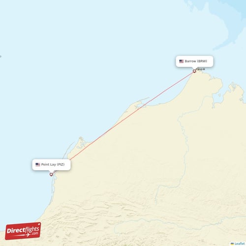 Utqiagvik Barrow - Point Lay direct flight map