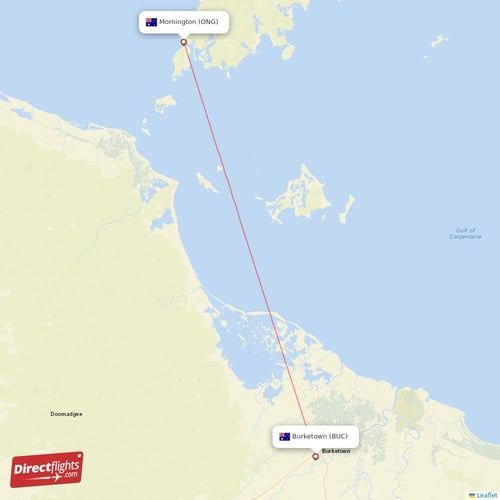 Burketown - Mornington direct flight map
