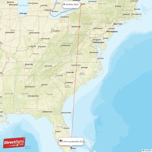 Buffalo - Fort Lauderdale direct flight map