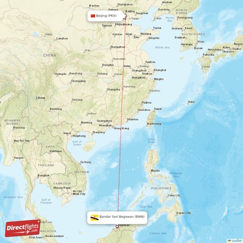 Bandar Seri Begawan - Beijing direct flight map