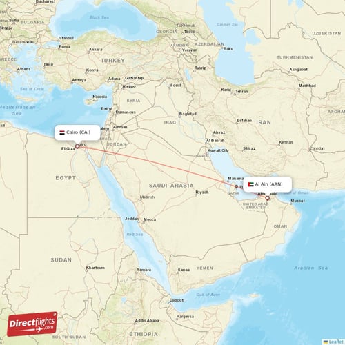 Cairo - Al Ain direct flight map