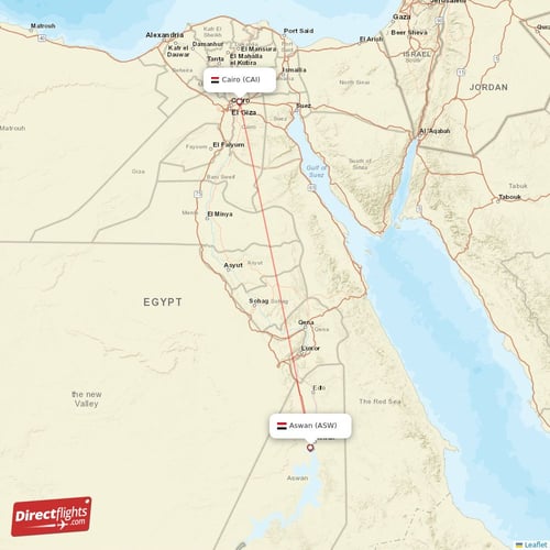 Cairo - Aswan direct flight map