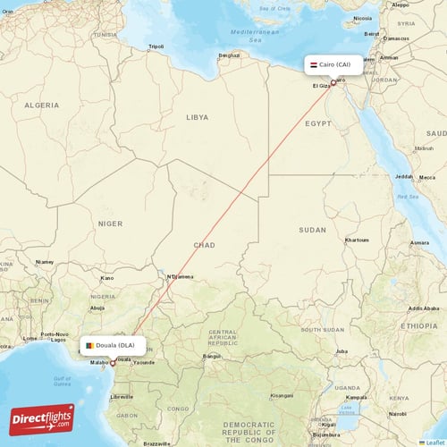 Cairo - Douala direct flight map