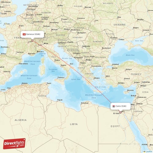 Cairo - Geneva direct flight map