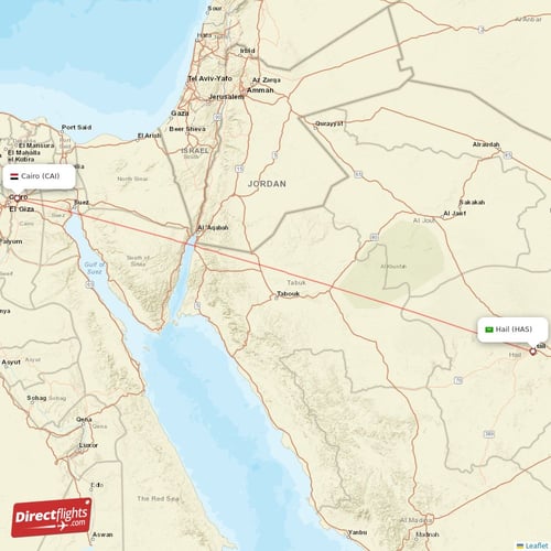 Cairo - Hail direct flight map