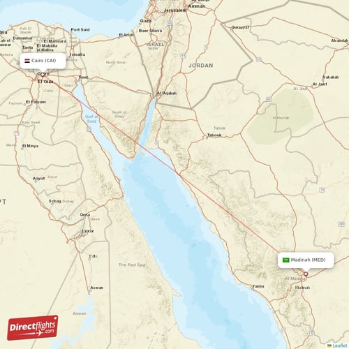 Cairo - Madinah direct flight map