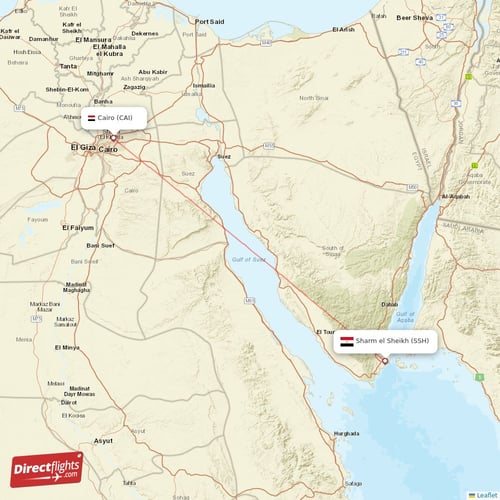 Cairo - Sharm el Sheikh direct flight map