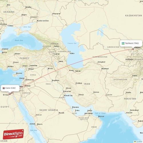 Cairo - Tashkent direct flight map