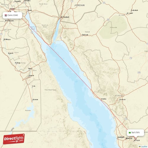 Cairo - Taif direct flight map