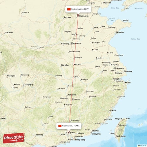 Guangzhou - Shijiazhuang direct flight map