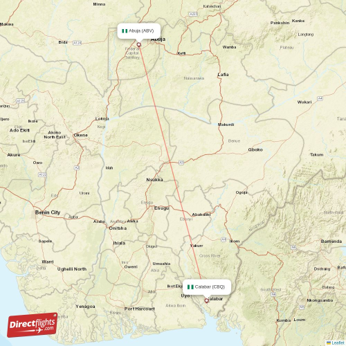 Calabar - Abuja direct flight map