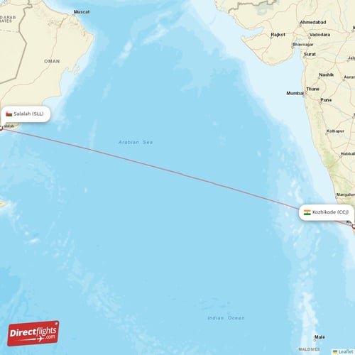 Kozhikode - Salalah direct flight map