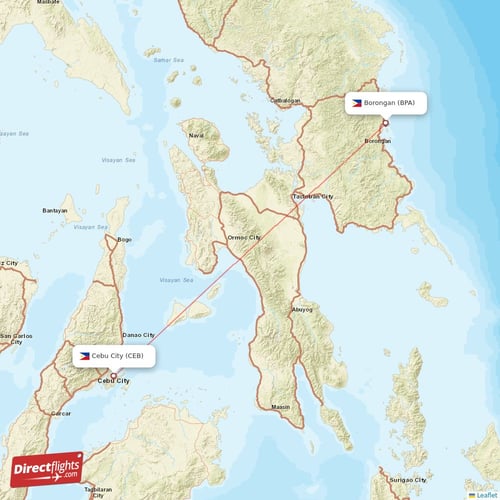 Cebu City - Borongan direct flight map