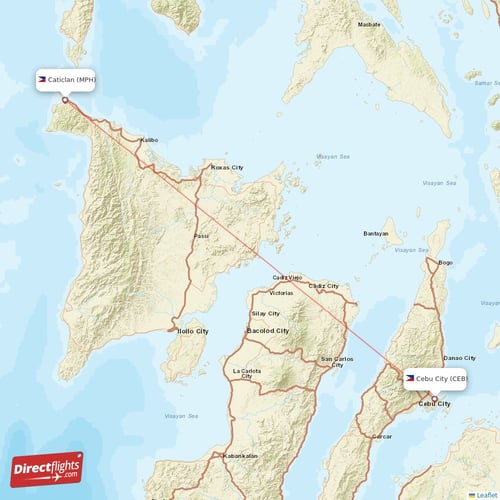 Cebu City - Caticlan direct flight map