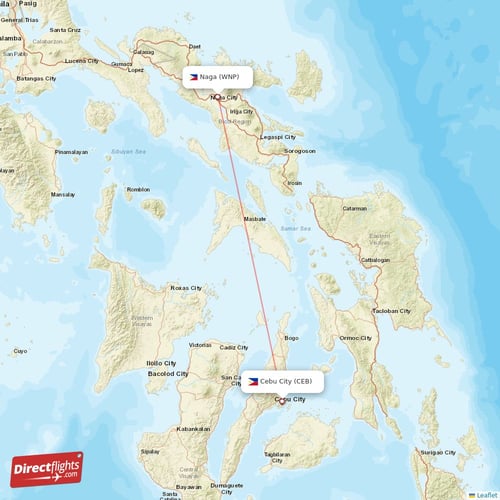 Cebu City - Naga direct flight map