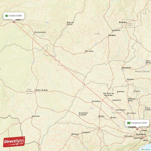 Cuiaba - Campinas direct flight map