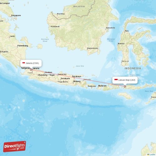 Jakarta - Labuan Bajo direct flight map