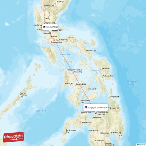 Cagayan De Oro - Manila direct flight map