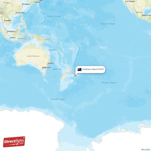 Chatham Island - Auckland direct flight map