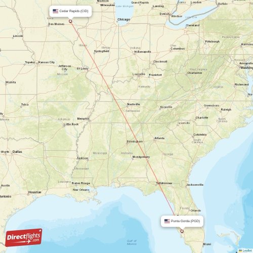 Cedar Rapids - Punta Gorda direct flight map