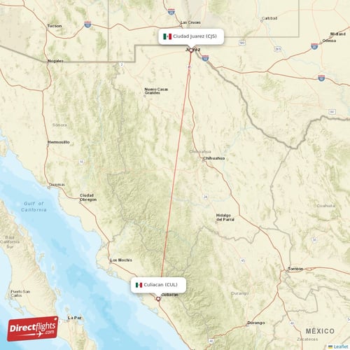 Ciudad Juarez - Culiacan direct flight map