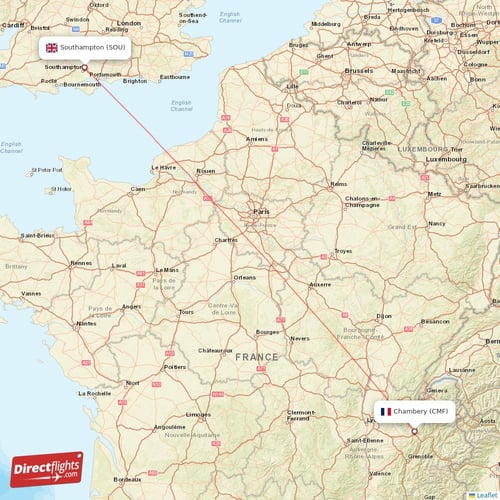 Chambery - Southampton direct flight map