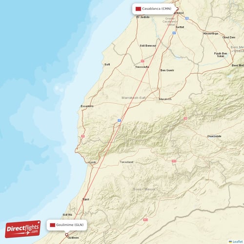 Casablanca - Goulimime direct flight map