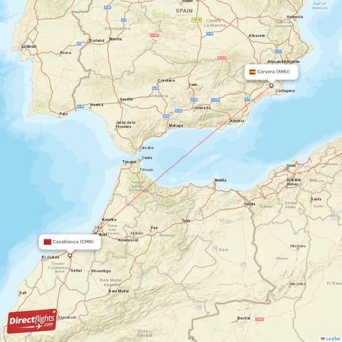 Casablanca - Corvera direct flight map